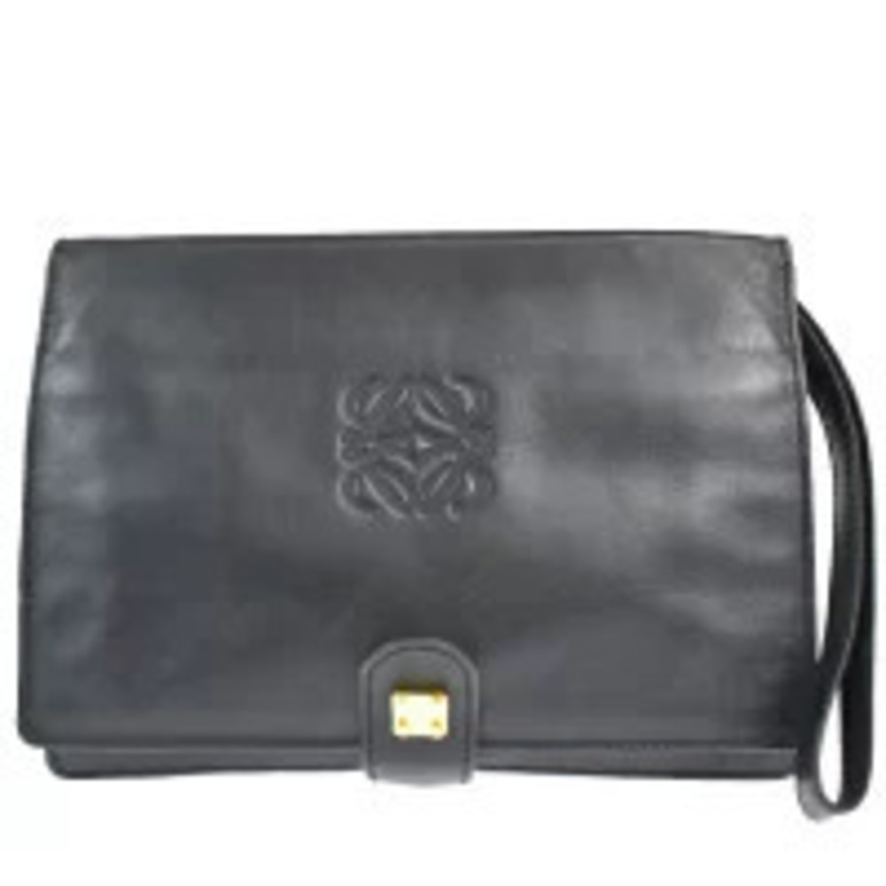 Loewe Clutch Bag Shoulder Black Leather